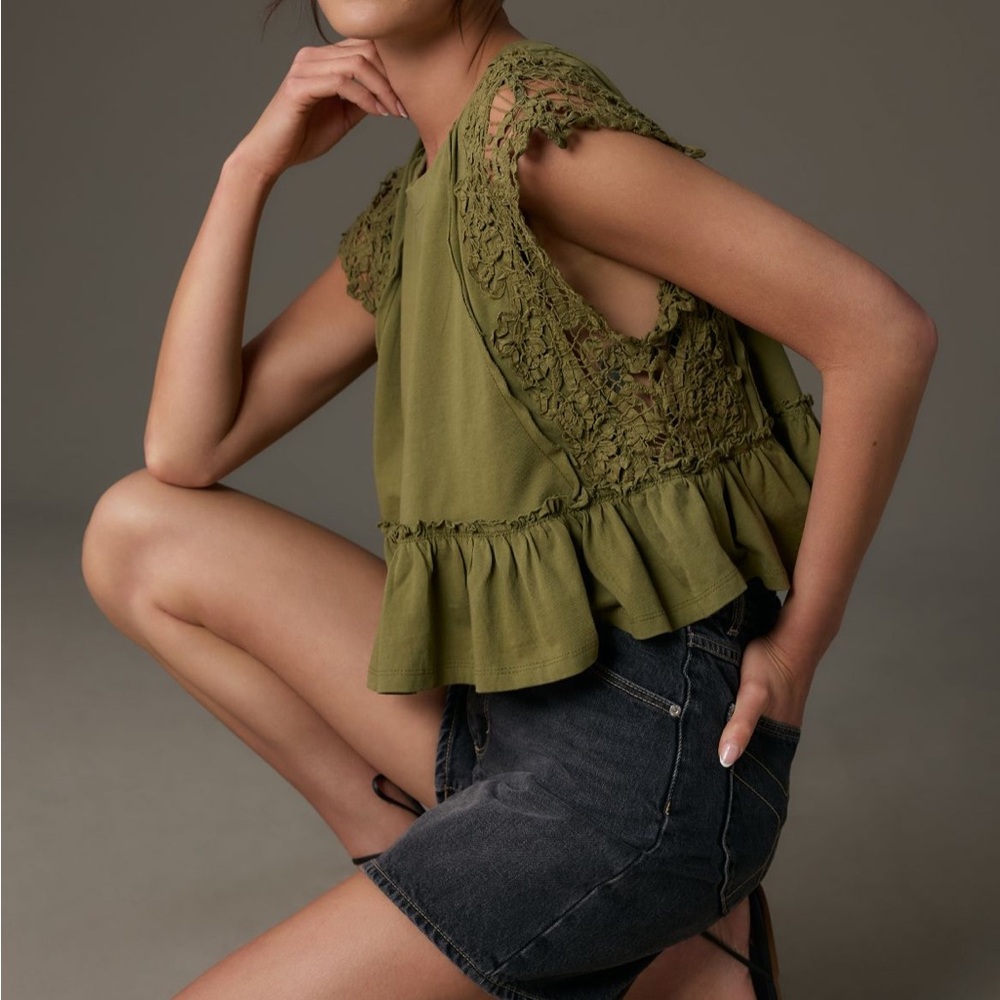 Anthropologie Babydoll Lace Top - Size Small.- NWT